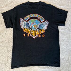 Van Halen 1984 Tour of the World Men's Medium M Black Short Sleeve T-Shirt.